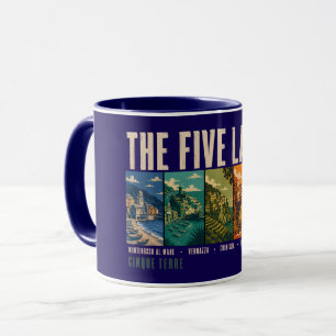 Caneca As Cinco Terras Cinque Terre Ilustração Itália
