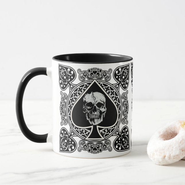 Caneca Ás De Espadas De Café Crânio (Com Donut)