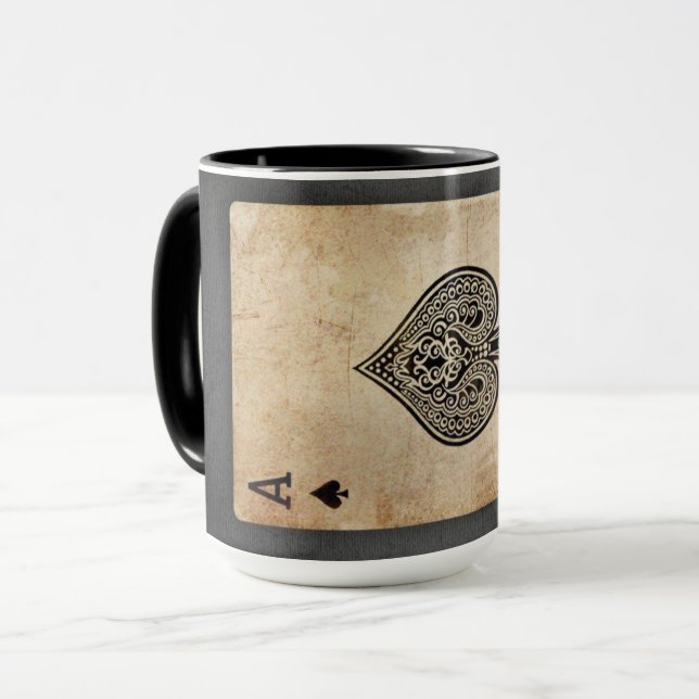 Caneca Ás de travesseiro decorativo de espadas (Frente Esquerda)