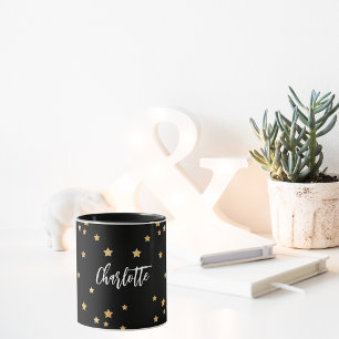 Caneca As estrelas douradas negras nomeiam-se elegantes