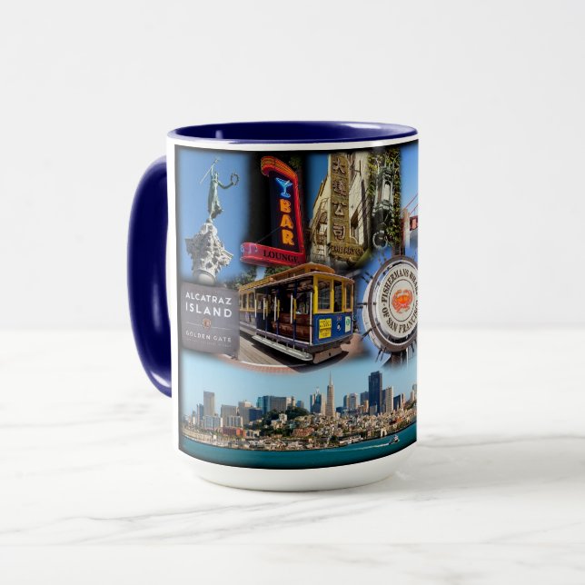 Caneca As famosas Atrações Turísticas de São Francisco (Frente Esquerda)