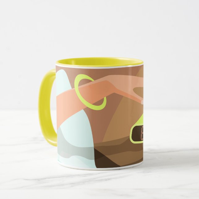 Caneca As garotas apertam o botão de snooze do despertado (Frente Esquerda)