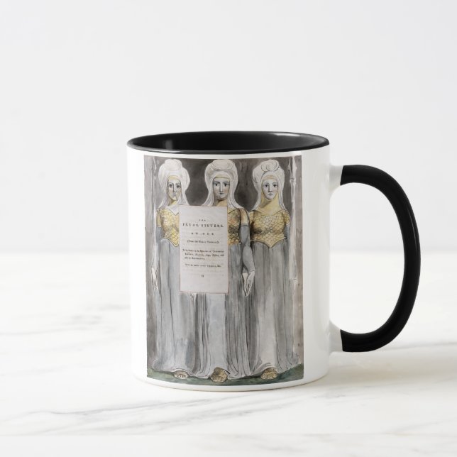 Caneca As irmãs fatais, projetam 67 'dos poemas do Th (Direita)