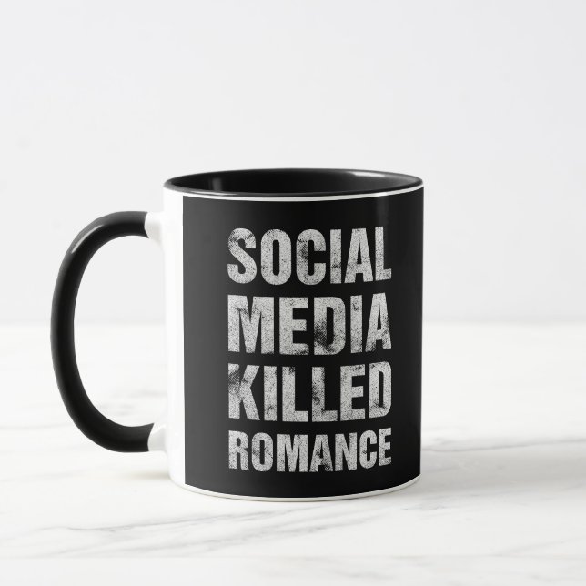 Caneca As Mídias Sociais Mataram o Romance (Esquerda)