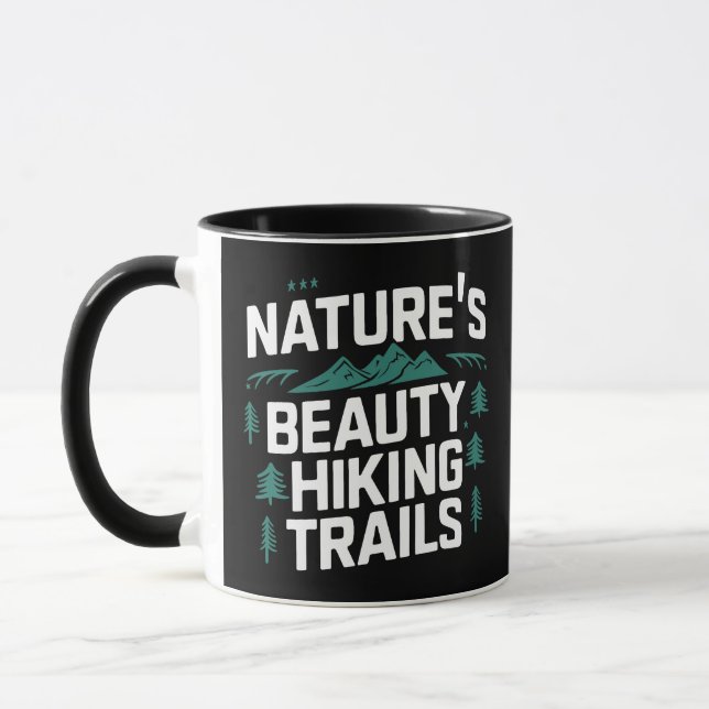 Caneca As trilhas da beleza da natureza, preto (Esquerda)
