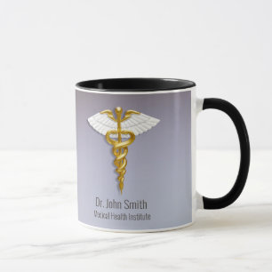Caneca Asas brancas Douradas de Caduceus