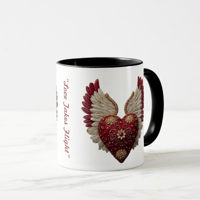 Caneca "Asas do Amor Carmesim" (Frente Esquerda)