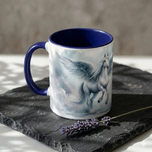 Caneca Asas do Pegasus Branco Céu Azul Suave Paisagem de 