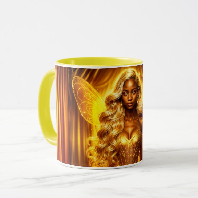 Caneca Asas espumantes elegantes de fadas ouros entonadas (Frente Esquerda)