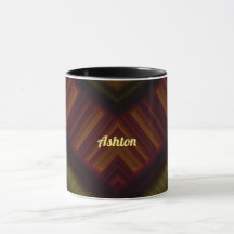 ASHTON ~ GLOSSY 3D Glossy Black Brown Green ~ Mug