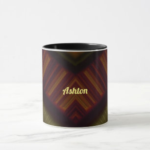 Caneca ASHTON ~ GLOSSY 3D Glossy Black Brown Green ~ Mug