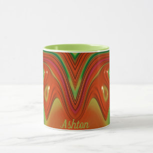 Caneca ASHTON ~ Zany 3D ~ Verde Vermelho Amarelo