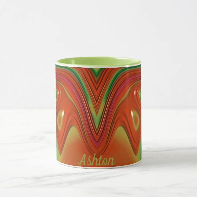 Caneca ASHTON ~ Zany 3D ~ Verde Vermelho Amarelo (Centro)