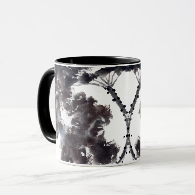 Caneca Asiatische Kunst mit Lotusblätter Motiv (Frente Esquerda)