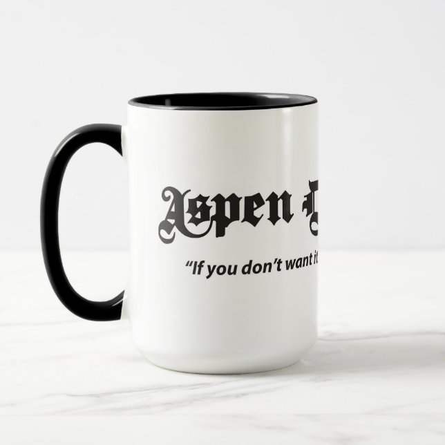 Caneca Aspen Notícias Diárias 15 Oz. Lâmpada branca com a (Esquerda)