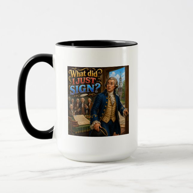 Caneca Assinatura de John Hancock Citação Questionável Di (Esquerda)