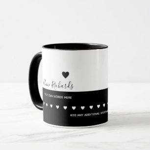 Caneca assinatura manuscrita com amor de coração preto