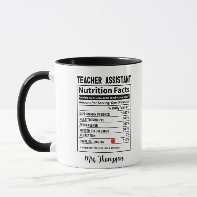 Caneca Assistente de Professores Fatos de Nutrição Person (Esquerda)