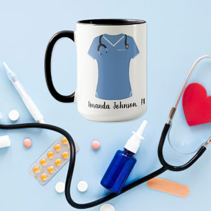 Caneca Assistente médico PA personalizado Esfregões azuis