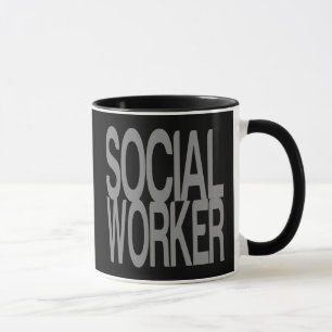 Caneca Assistente social no texto de prata alto