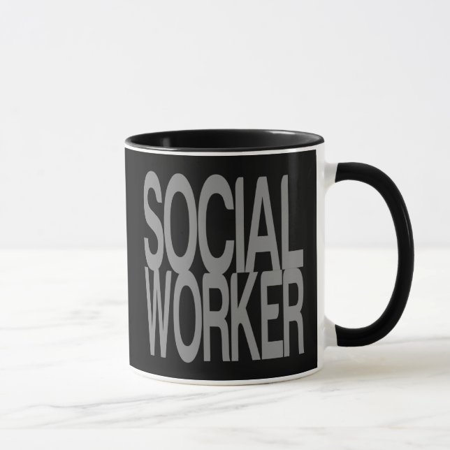 Caneca Assistente social no texto de prata alto (Direita)