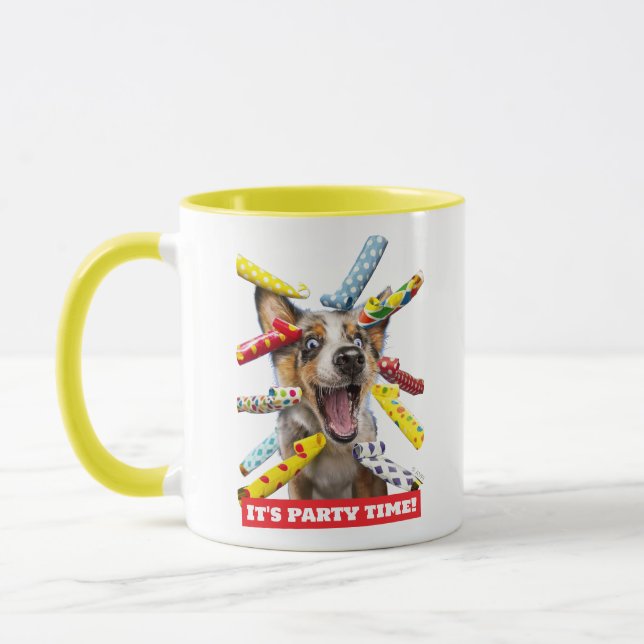 Caneca Assopradores de Festa de Cachorro Feliz (Esquerda)