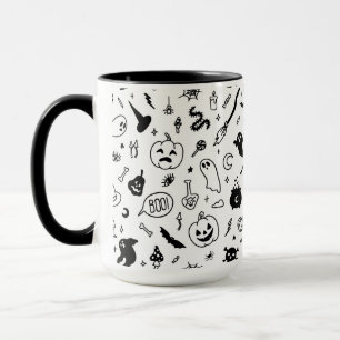 Caneca assustador padrão de rabisca de halloween