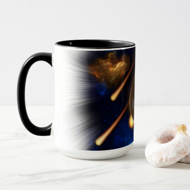 Caneca Asteroide Apocalypse Fractal Art Spacescape (Com Donut)