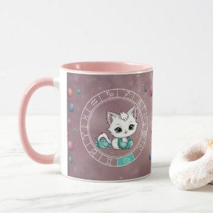 Caneca Astrologia do Planeta das Rodas de Gato Cute do Ca