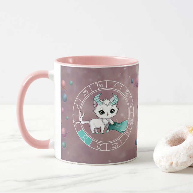 Caneca Astrologia do Planeta de Rodas Cegueira Zodiac Tau (Com Donut)