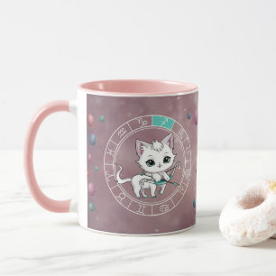 Caneca Astrologia do Planeta de Rodas de Gato Cute Zodiac