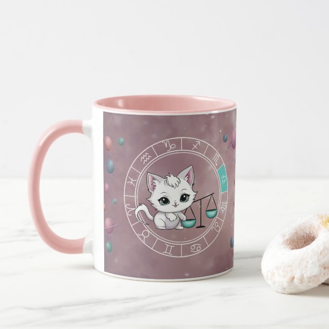 Caneca Astrologia do Planeta de Rodas em Cute Lilbra Zodi (Com Donut)