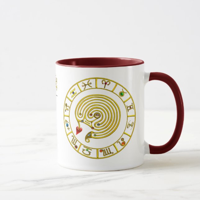 Caneca Astrologia ZODÍACA DOURADA DO GRÁFICO ASTRAL LABYR (Direita)