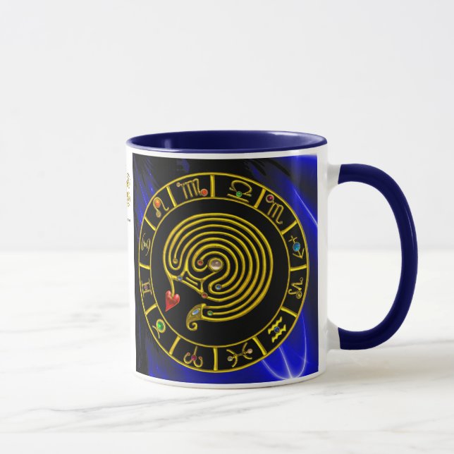Caneca Astrologia ZODÍACA DOURADA DO GRÁFICO ASTRAL LABYR (Direita)