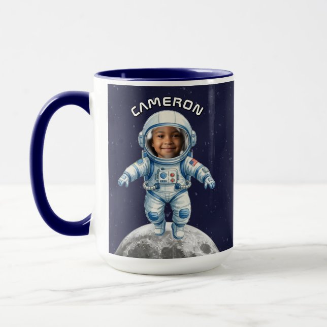 Caneca Astronaut Photo Outer Space Moon Kids (Esquerda)