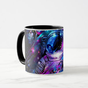 Caneca Astronauta de Espaço Estrelado de Abertura de Cor