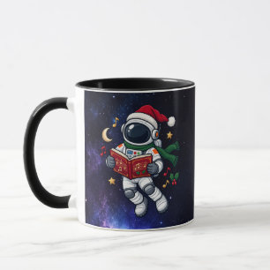 Caneca Astronauta de Natal Cantando Canções de Natal no E