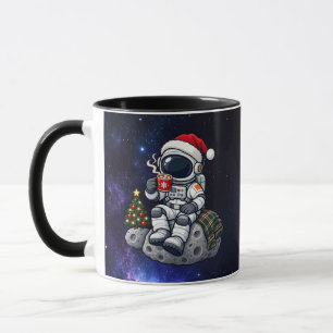 Caneca Astronauta de Natal Desfrutando Cacau Lunar