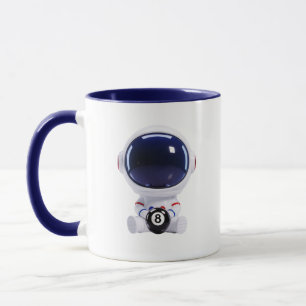 Caneca Astronauta Kawaii Fofo Sentado com Bola 8 Espaço T
