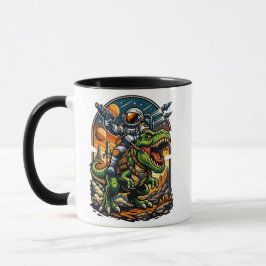 Caneca Astronauta Montando um T-Rex – Dinosaur Espacial É