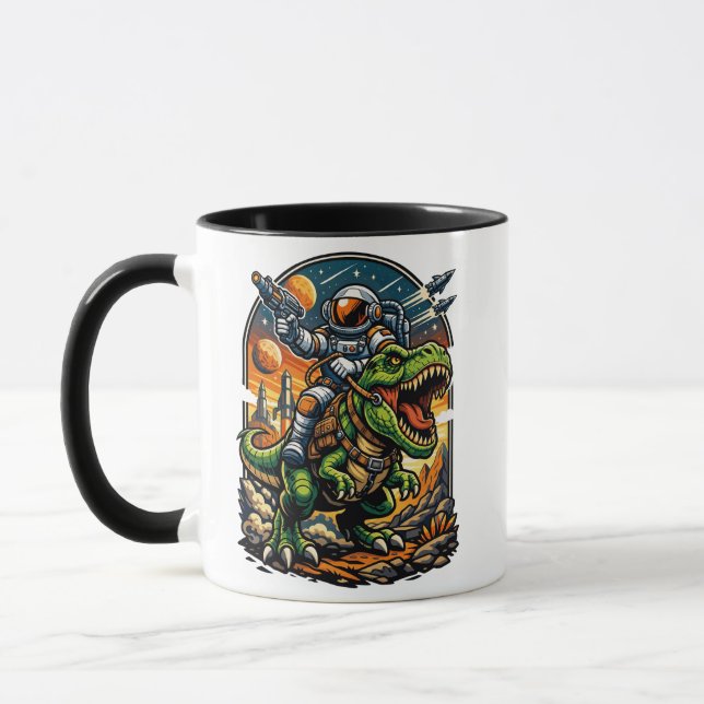 Caneca Astronauta Montando um T-Rex – Dinosaur Espacial É (Esquerda)