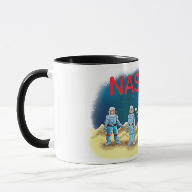 Caneca astronautas de desenho animado na lua Nasa (Esquerda)