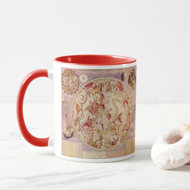Caneca Astronomia Antiga, Mapa Celeste de Carel Allard (Com Donut)