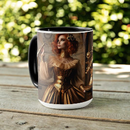 Caneca Astrônomo Dourado Vitoriano Steampunk