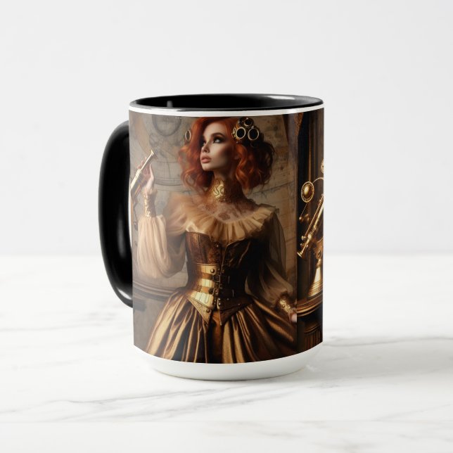 Caneca Astrônomo Dourado Vitoriano Steampunk (Frente Esquerda)