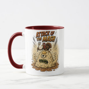 Caneca Ataque do Design de Ação de Graças do Purê
