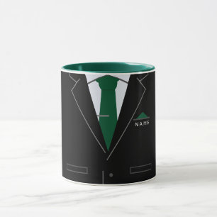 Caneca Aterro Preto Elegante e Colar Verde Seu Nome/Títu