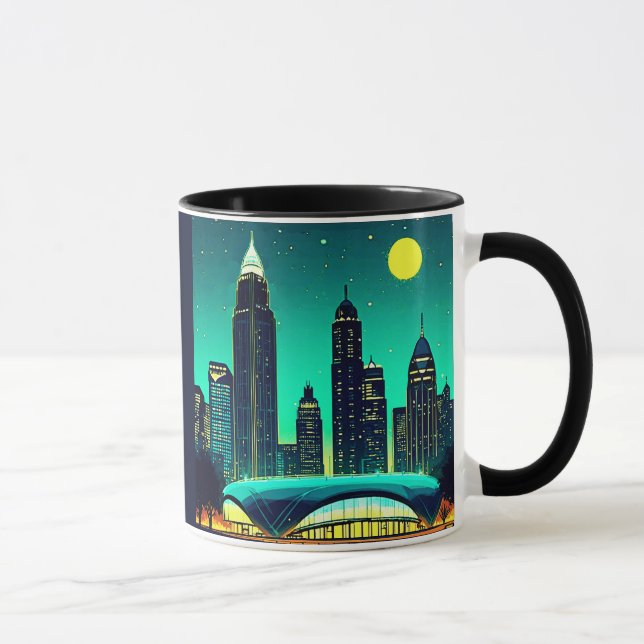 Caneca Atlanta Skyline sob um céu noturno estrelado (Direita)