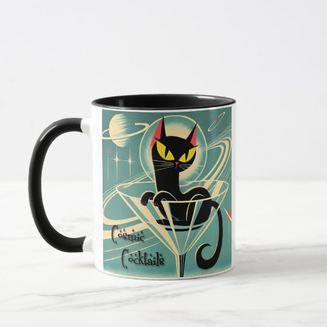 Caneca Atomic Futuristic Space Age Black Cat Martini (Esquerda)