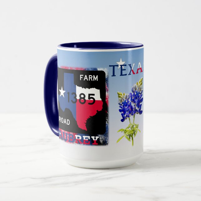Caneca Aubrey, Texas FM 1385 RD, Mug (Frente Esquerda)